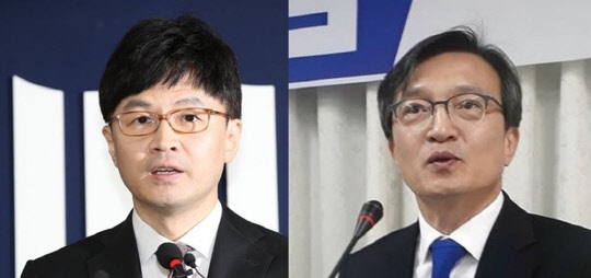 한동훈 법무부 장관과 김의겸 더불어민주당 의원. <연합뉴스>
